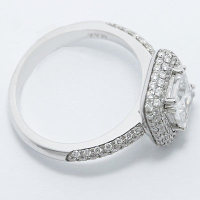 Cushion Shaped Halo for Princess Cut Diamond 18k White Gold