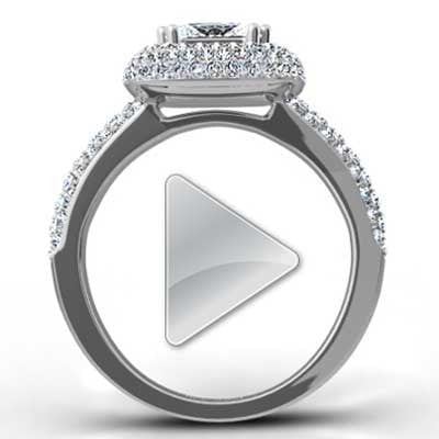 Cushion Shaped Halo for Princess Cut Diamond 14k White Gold E93626