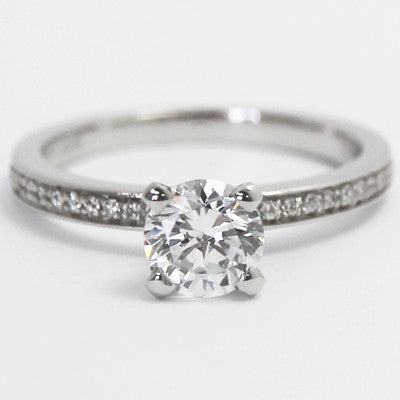 Deco Style Bead Set Engagement Ring 14k White Gold E94166-4