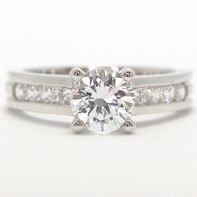 Designed Band Diamond Engagement Ring 14k White Gold E93360