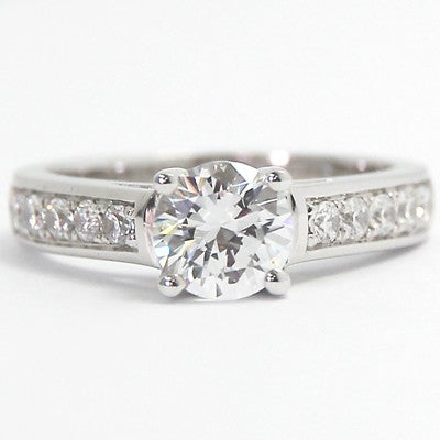 Designed High Cathedral Channel Set Ring 14k White Gold E93551-1