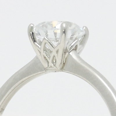 Designed Solitaire Setting Engagement Ring 14k White Gold