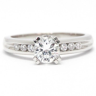 Diamond Accent Solid Engagement Ring 14k White Gold E93342