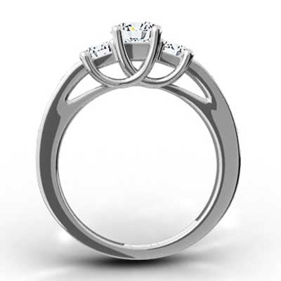 Diamond Ring with Bead Set Diamonds 14k White Gold E93870