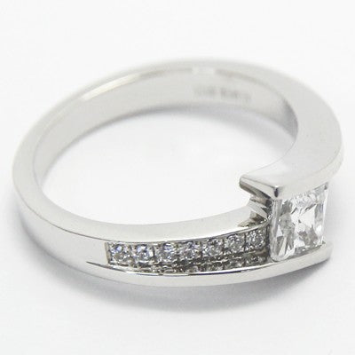 Double Band Princess Cut Tension Style 14k White Gold E93845