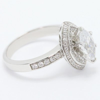 Double Halo Marquise Diamond Engagement Ring 14k White Gold