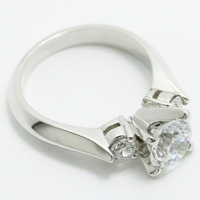 Three Stone Knife Edge Diamond Engagement Ring 14k White Gold E93292