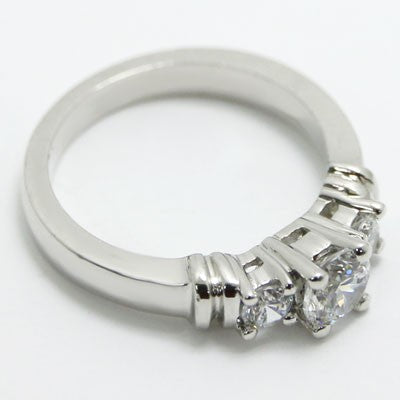 E93301 Three Stone Designed Diamond Engagement Ring 14k White Gold