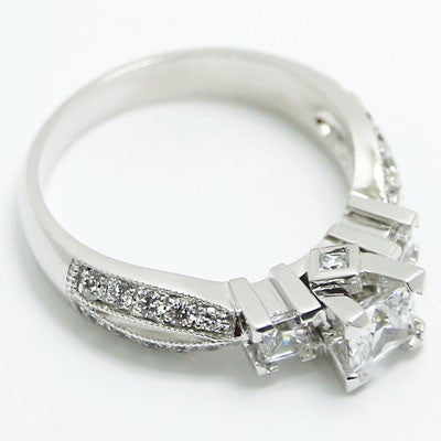 Split Band Princess Cut Diamond Engagement Ring 14k White Gold E93321-2