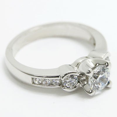 E93355 Three Stone Channel Set Diamond Engagement Ring 14k White Gold
