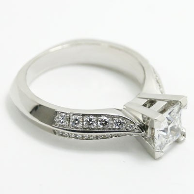 Knife Edge Diamond Engagement Ring 14k White Gold E93486