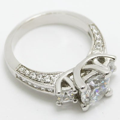 Designer Mix Shape Diamond Engagement Ring 14k White Gold E93524