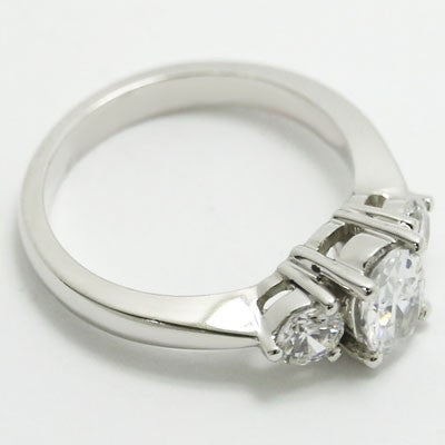 E93622-side Three Stone Double Gallery Engagement Ring 14k White Gold