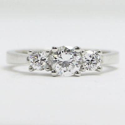 Three Stone Tapered Diamond Engagement Ring 14k White Gold E93850