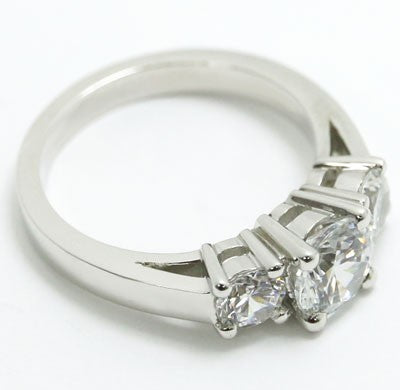 Three Stone Diamond Engagement Ring 14k White Gold E93879