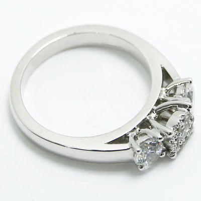 E94016-1 Three Stone Basket Setting Engagement Ring 14k White Gold