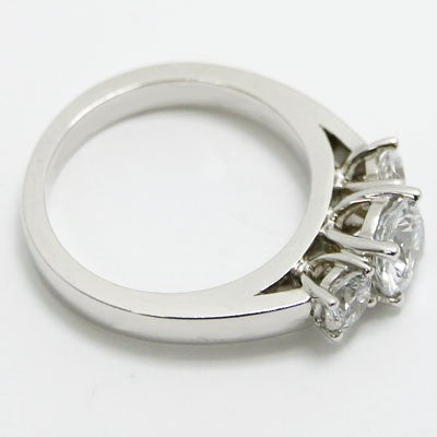 Three Stone Cathedral Engagement Ring 14k White Gold E94016