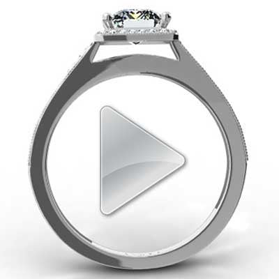 Emerald and Radiant Cut Halo Setting 14k White Gold E94013