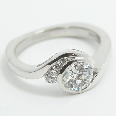E94364 Euro Shank Swirl Style Engagement Ring 14k White Gold