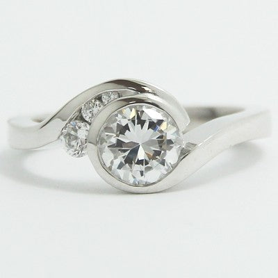 Euro Shank Swirl Style Engagement Ring 14k White Gold
