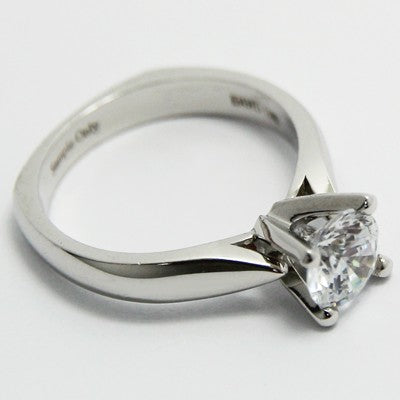 E93439-Euro Style Tapered Solitaire Engagement Ring 14k White Gold
