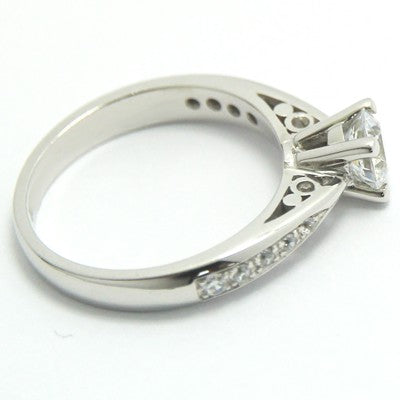 Filigree Design Diamond Accent Engagement Ring 14k White Gold