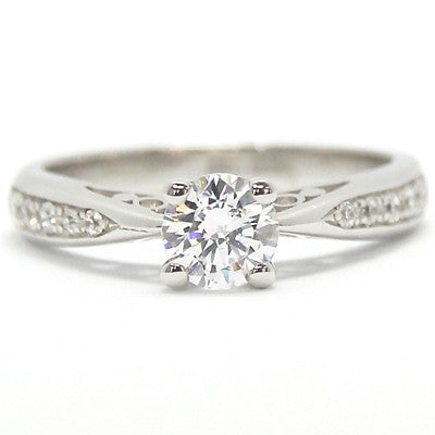 Filigree Design Diamond Accent Engagement Ring 14k White Gold E94172