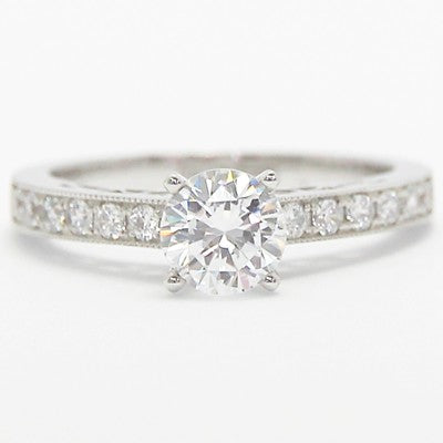 E93668 Filigree Designer Engagement Ring 14k White Gold