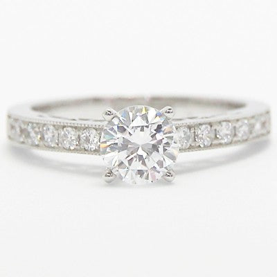 Filigree Designer Engagement Ring 14k White Gold