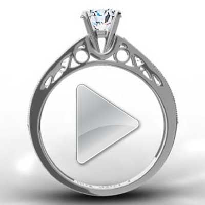 Filigree Designer Engagement Ring 14k White Gold E93668