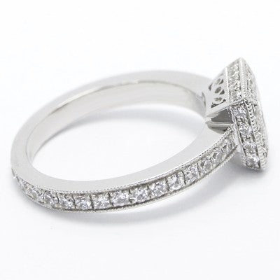 Filigree Princess Halo Eternity Engagement Ring 14k White Gold E93798