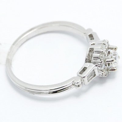 Floating Diamonds Halo Engagement Ring 14K White Gold ESR27198-1
