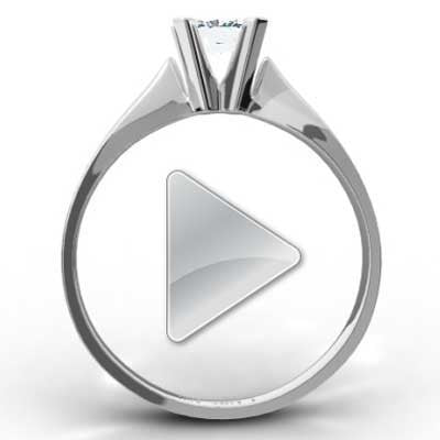 Princess Cut Four Claw Tapered Diamond Solitaire Setting 14k White Gold