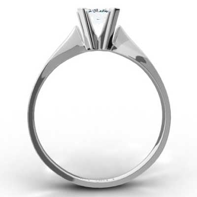 Princess Cut Four Claw Tapered Diamond Solitaire Setting 14k White Gold