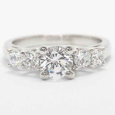 Four Stone Cross Prong Engagement Ring 14k White Gold