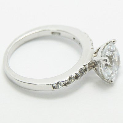 French Cut Cathedral Set Engagement Ring 14k White Gold ALDAN01