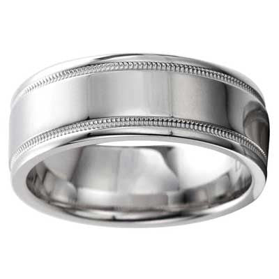 W92941-8 Wedding Band 10k White Gold 8mm