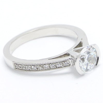 E93577-Half Bezel Diamond Engagement Setting 14k White Gold