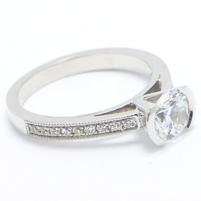 Half Bezel Diamond Engagement Setting 14k White Gold E93577