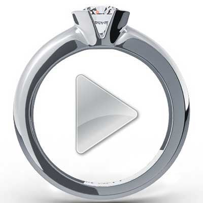 Half Bezel Solitaire Diamond Ring 14k White Gold E93288