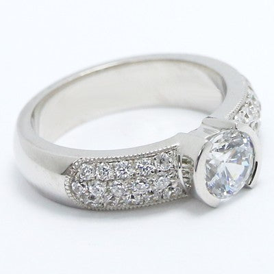Half Bezel Tension Style Diamond Ring 14k White Gold E93500