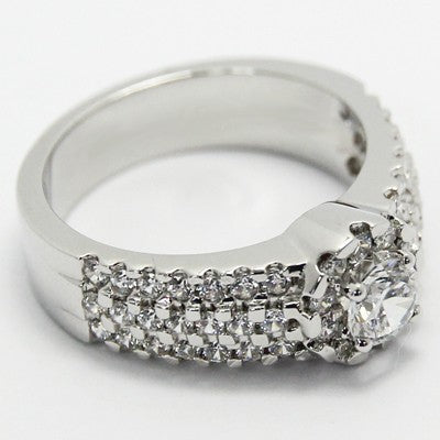 Halo Style Pave Setting Engagement Ring 14k White Gold