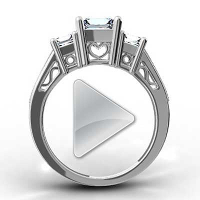 Heart Shaped Filigree Design Engagement Setting 14k White Gold