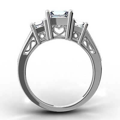 Heart Shaped Filigree Design Engagement Setting 14k White Gold