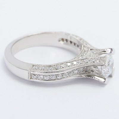 High Pave Set Designer Diamond Ring 14k White Gold