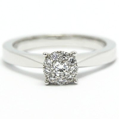 Illusion Set Designer Inspired Solitaire Engagement Ring 14k White Gold E93985-2