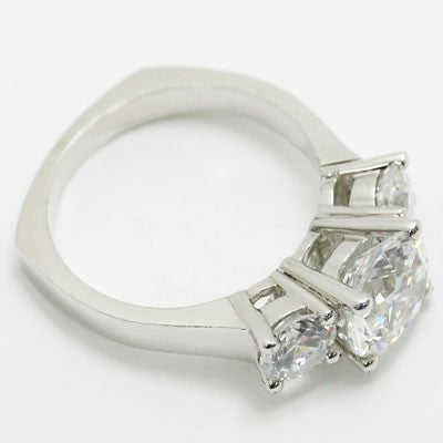 L93304-1 Three Stone Double Gallery Engagement Ring 14k White Gold