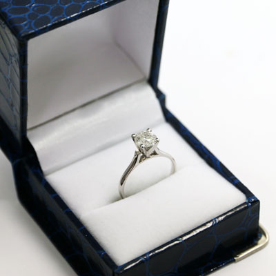 Lab Grown Round cut Diamond with 14K White Gold Solitaire Ring LG901
