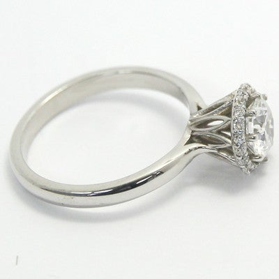 Lotus Style Halo Top Designer Solitaire 14k White Gold