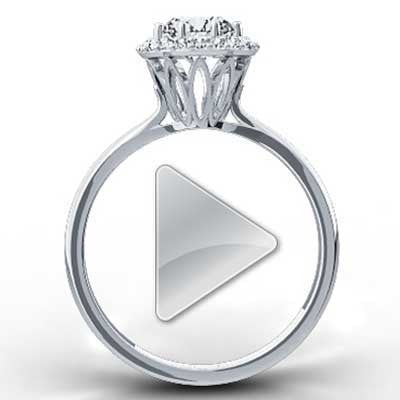 MS1030-Lotus Style Halo Top Designer Solitaire 14k White Gold